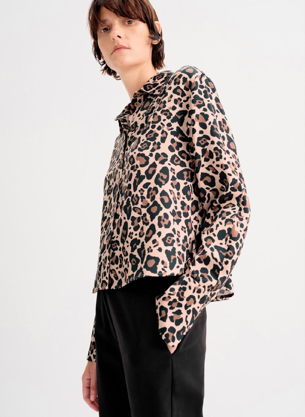 Etiqueta negra Camisa clasica saten estampado Rebajas de fin de temporada