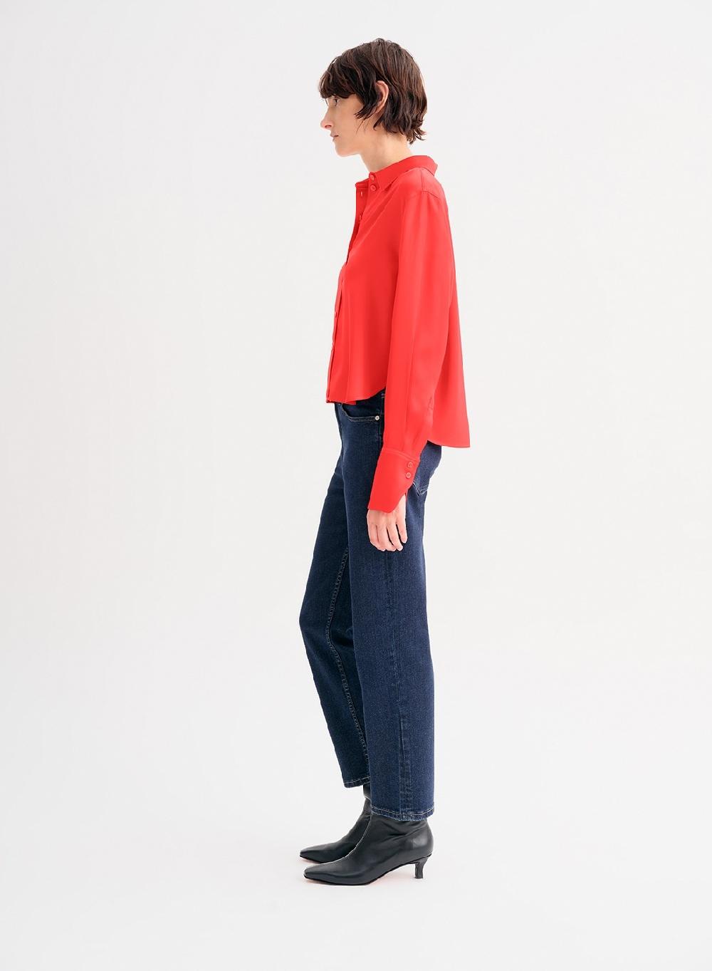 Etiqueta negra Camisa clasica saten liviano Outlet