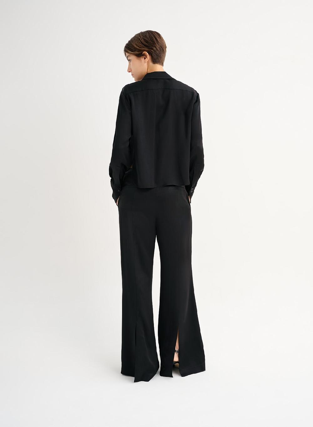 Etiqueta negra Camisa clasica saten liviano Outlet online