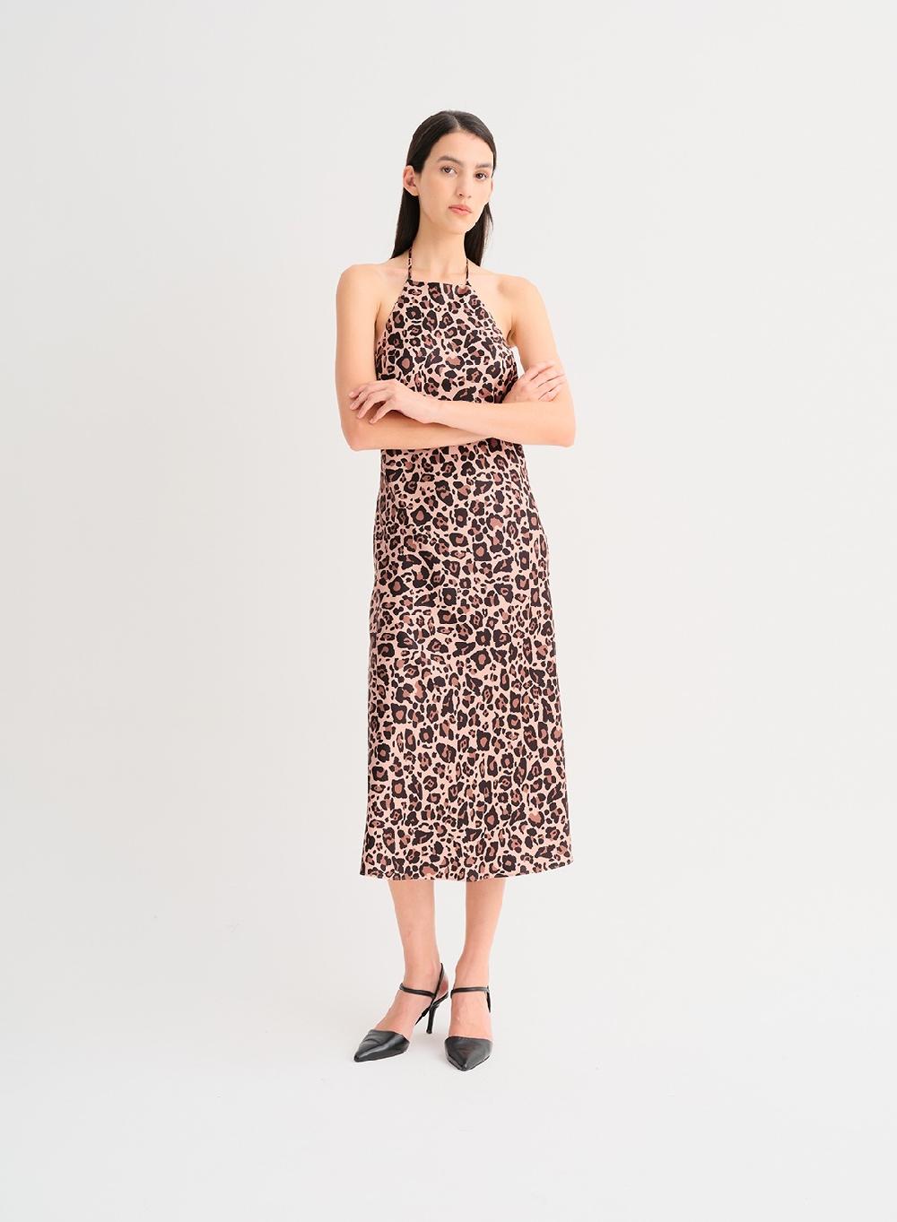 Etiqueta negra Vestido saten estampado Envío gratis
