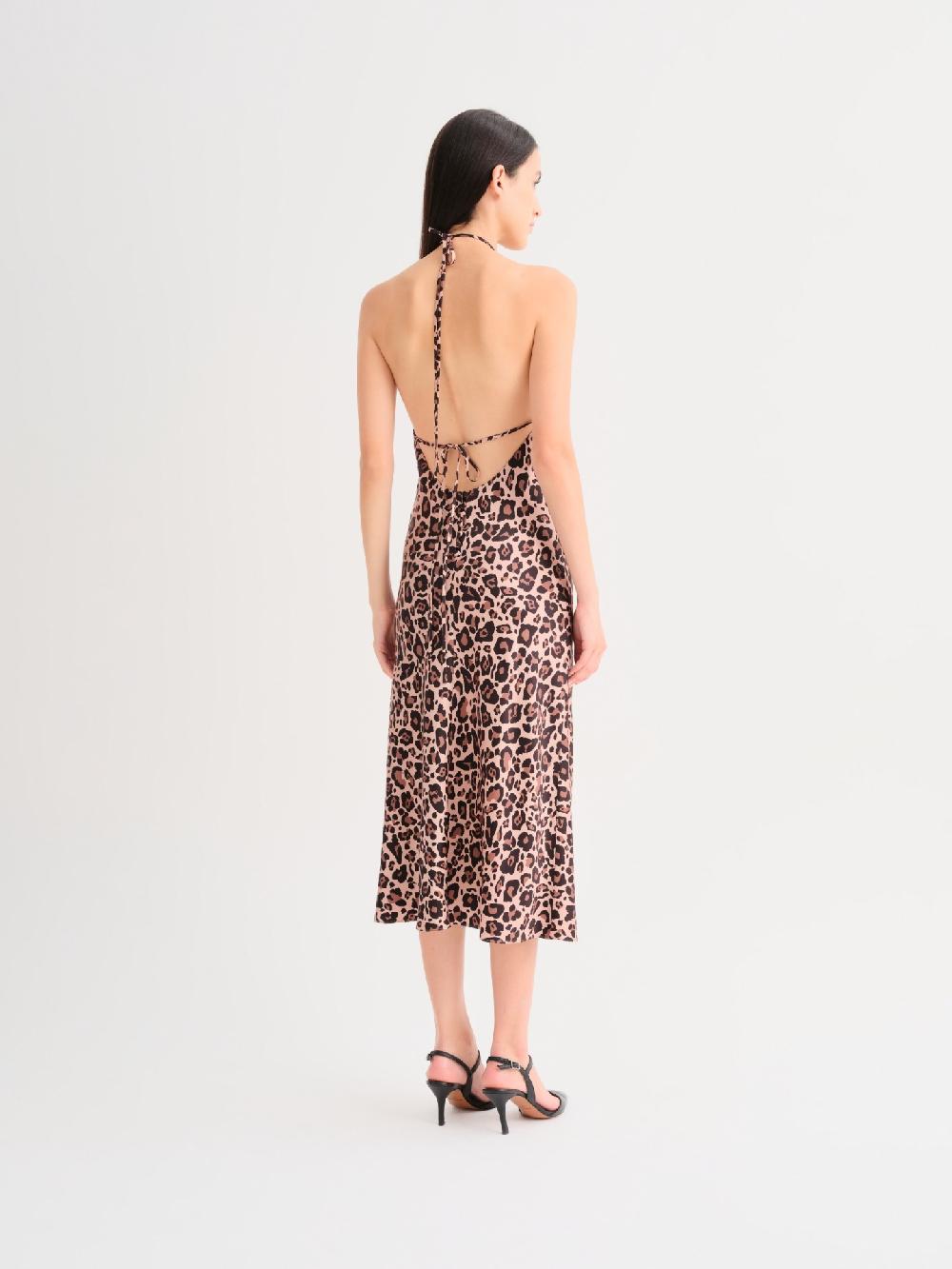 Etiqueta negra Vestido saten estampado Envío gratis
