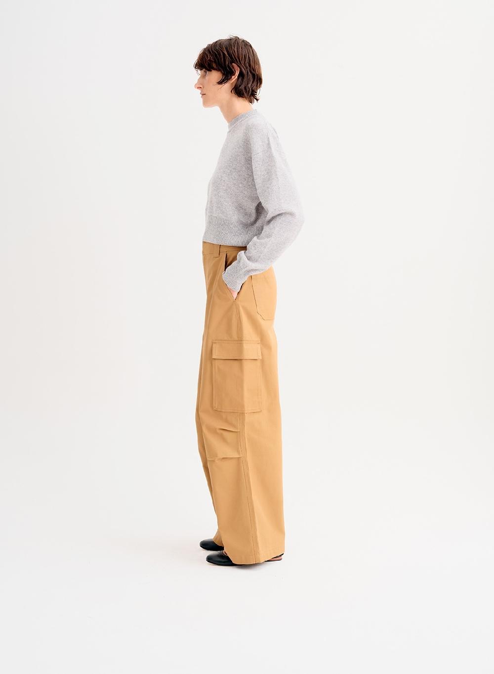 Etiqueta negra Pantalon bolsillos gabardina Descuento por venta flash