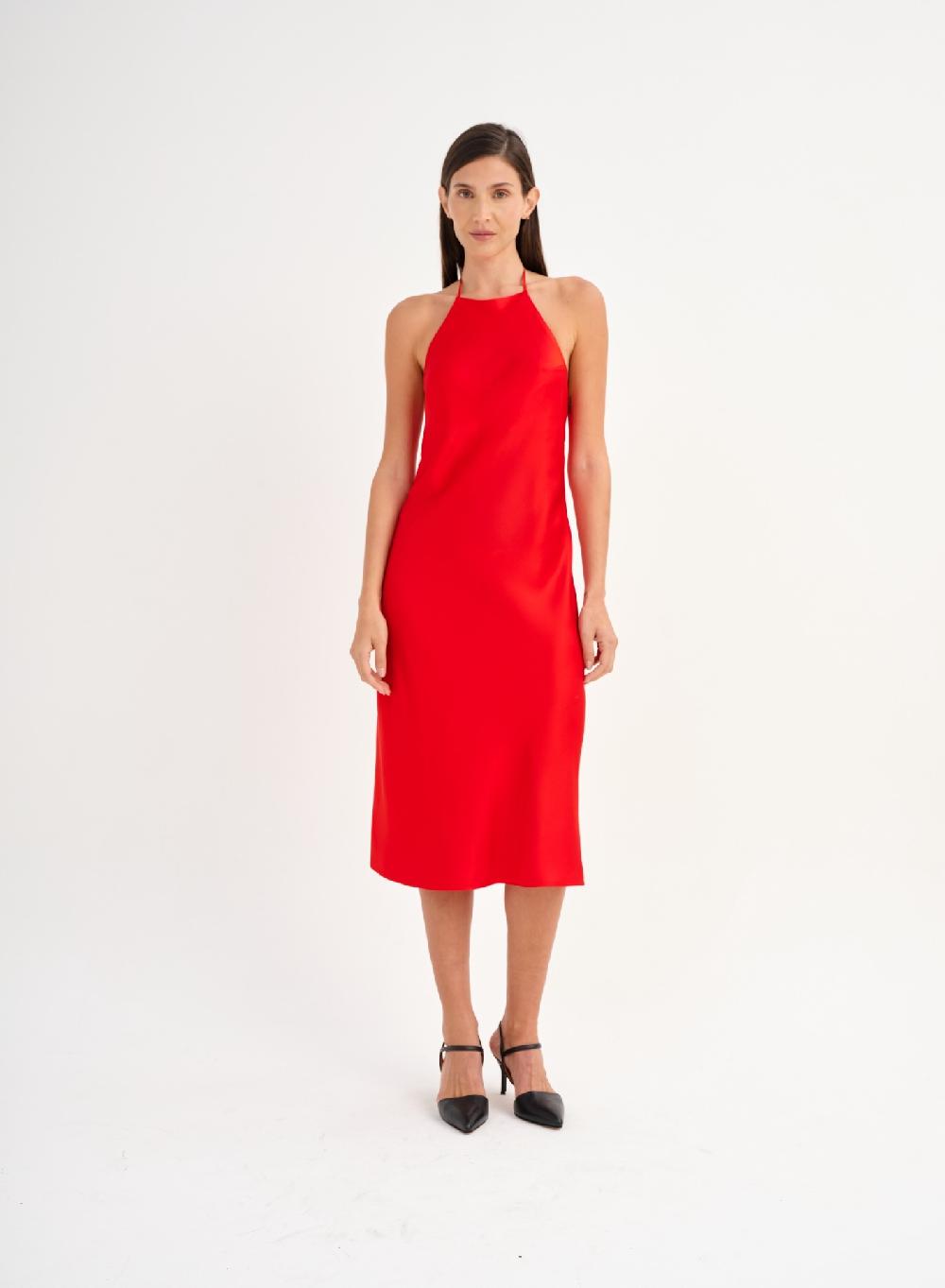 Etiqueta negra Vestido saten liviano Outlet