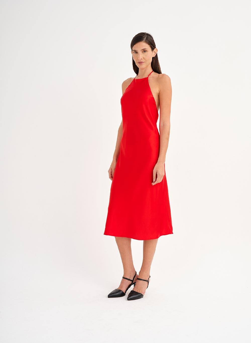 Etiqueta negra Vestido saten liviano Outlet