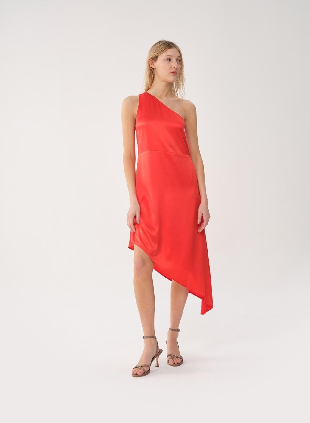 Etiqueta negra VESTIDO UN HOMBRO SEDA Rebajas de fábrica