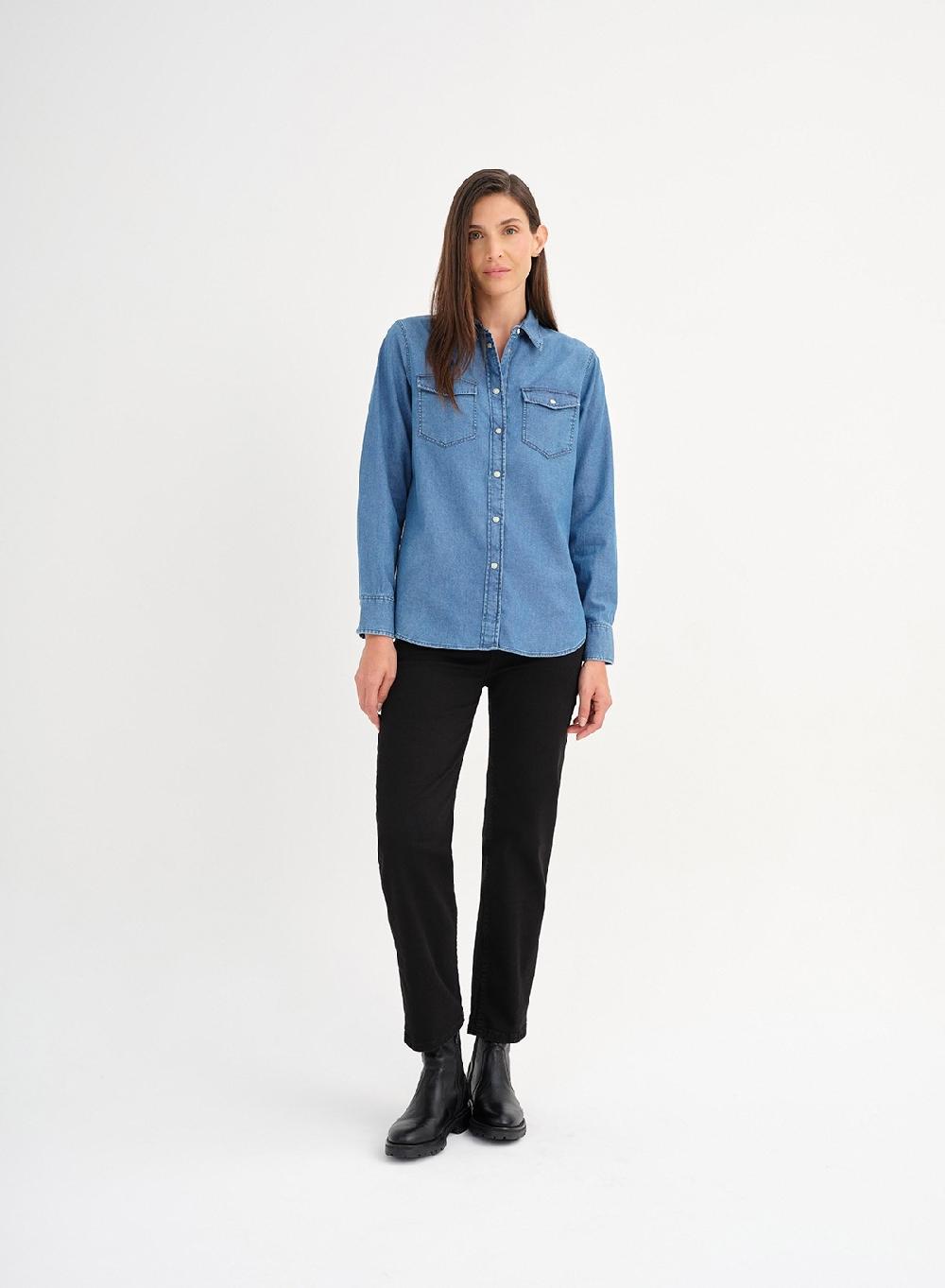 Etiqueta negra Camisa denim Oferta especial