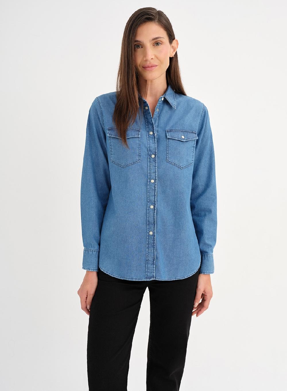 Etiqueta negra Camisa denim Oferta especial