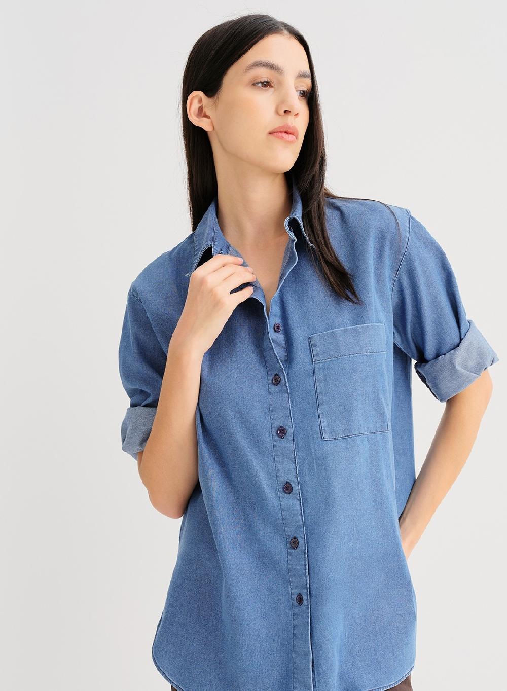 Etiqueta negra Camisa oversize denim Envío gratis