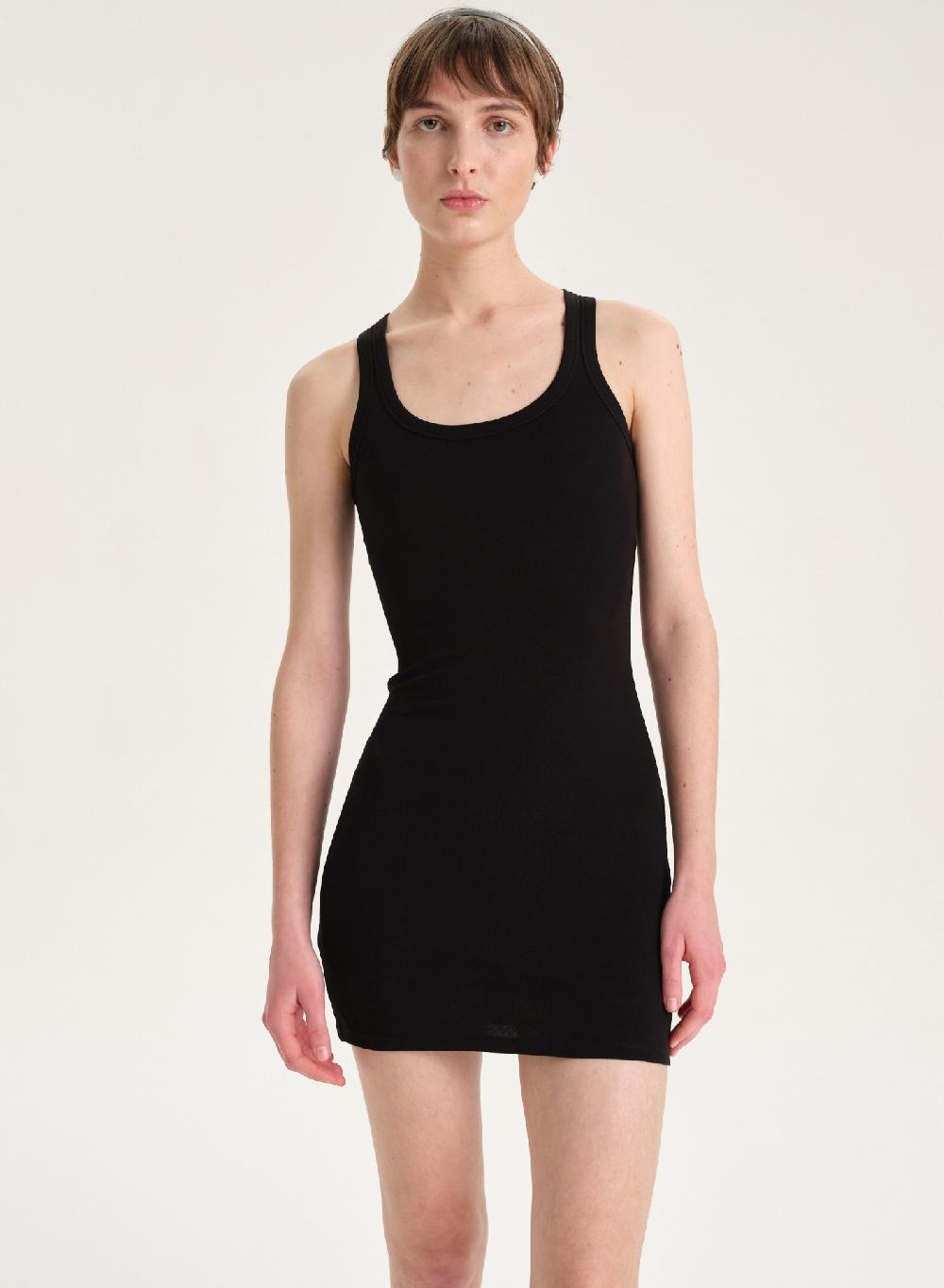 Etiqueta negra Vestido Rib Venta caliente