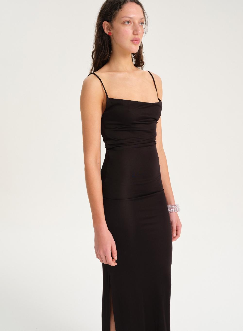 Etiqueta negra Vestido largo viscosa Rebajas baratas