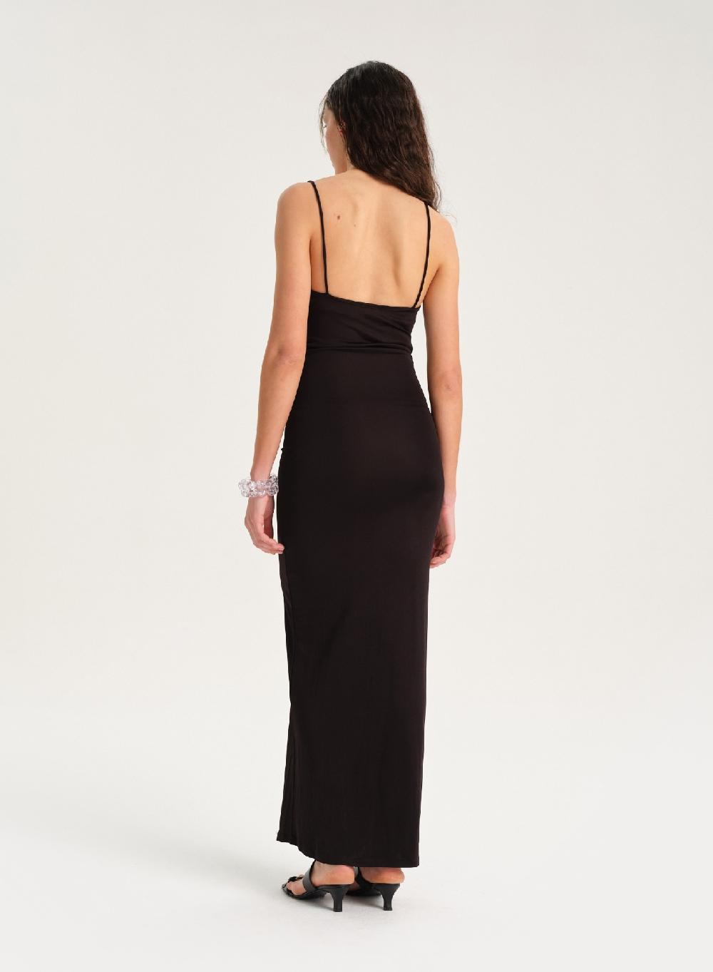Etiqueta negra Vestido largo viscosa Rebajas baratas