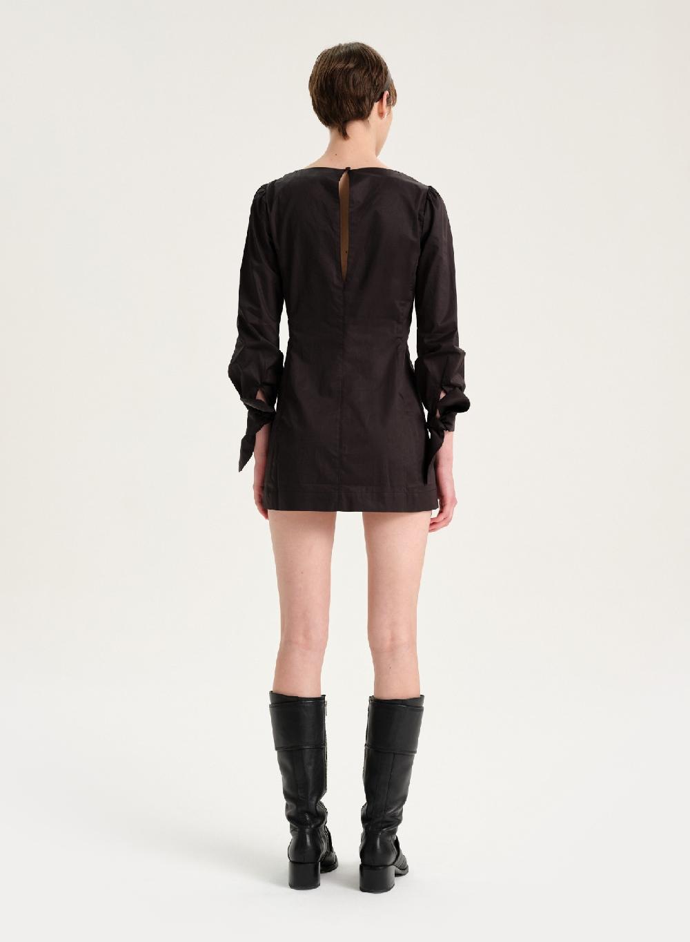 Etiqueta negra Vestido manga larga poplin Ventas relámpago