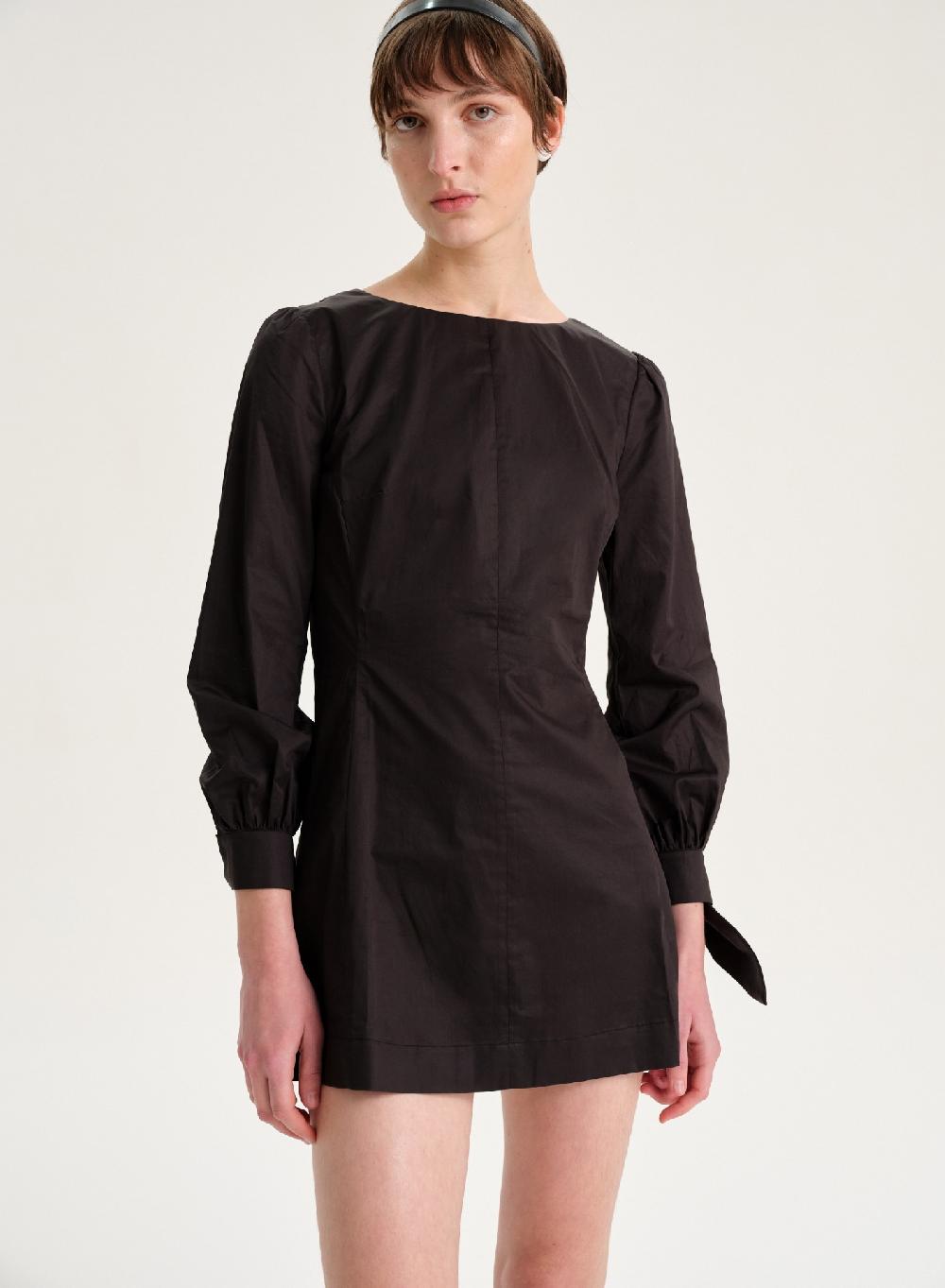 Etiqueta negra Vestido manga larga poplin Ventas relámpago