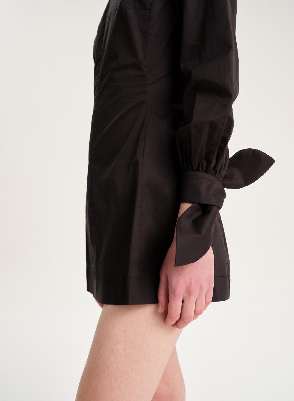 Etiqueta negra Vestido manga larga poplin Ventas relámpago