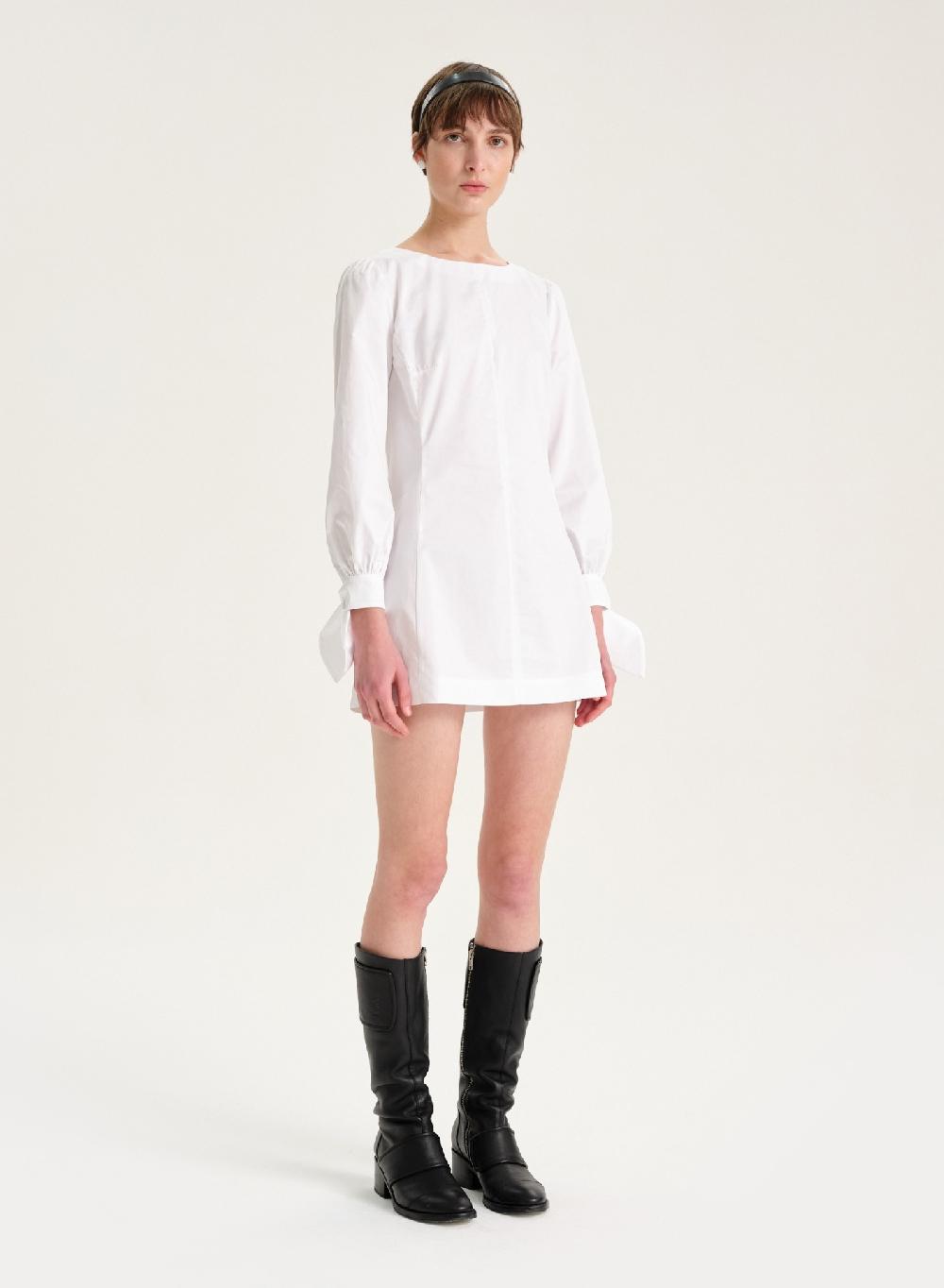 Etiqueta negra Vestido manga larga poplin Descuento
