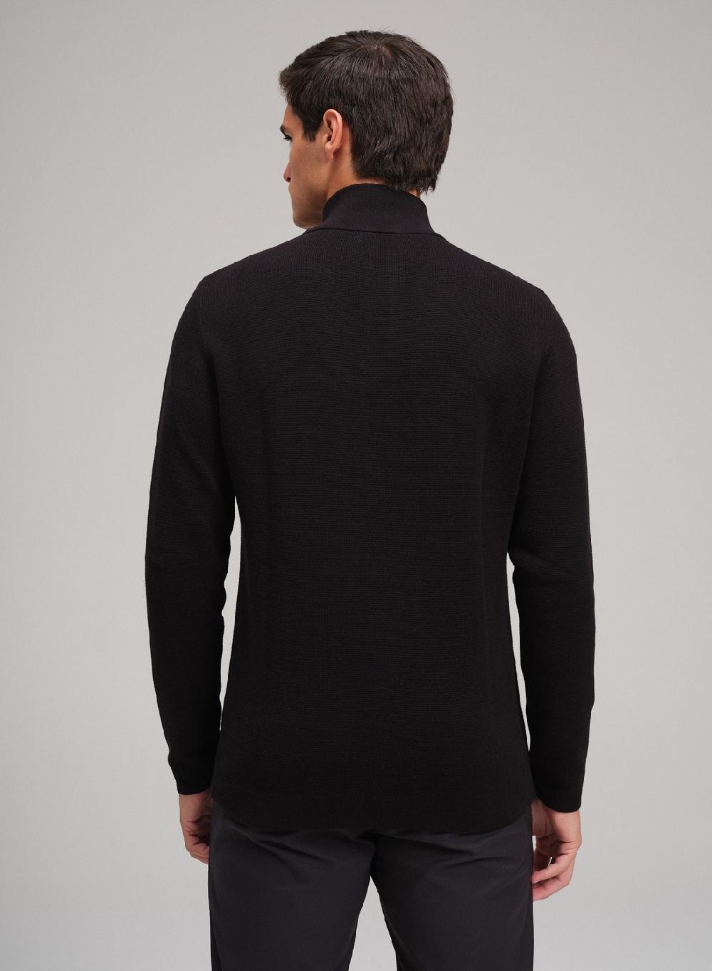 Etiqueta negra Sweater media polera cierre Ottoman Liquidación