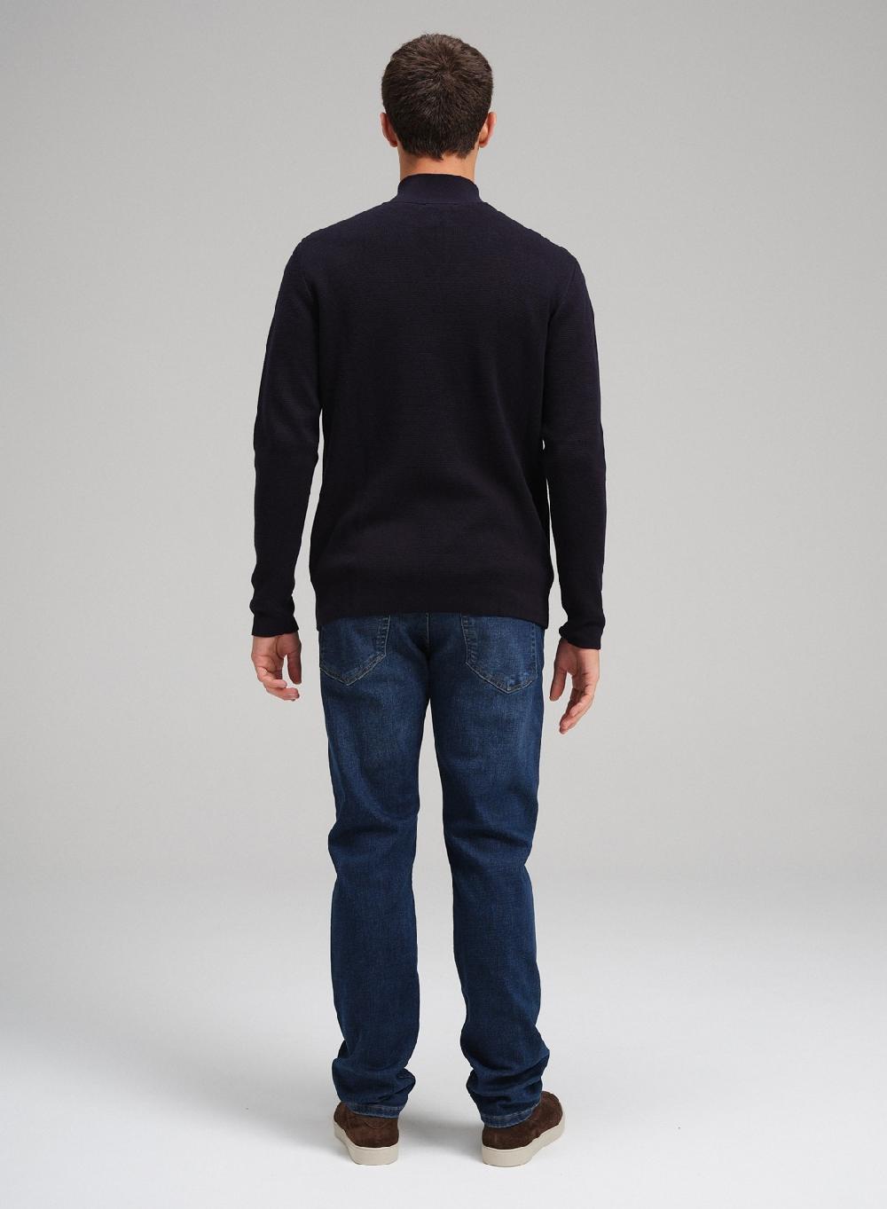 Etiqueta negra Sweater media polera cierre Ottoman Tienda de fábrica