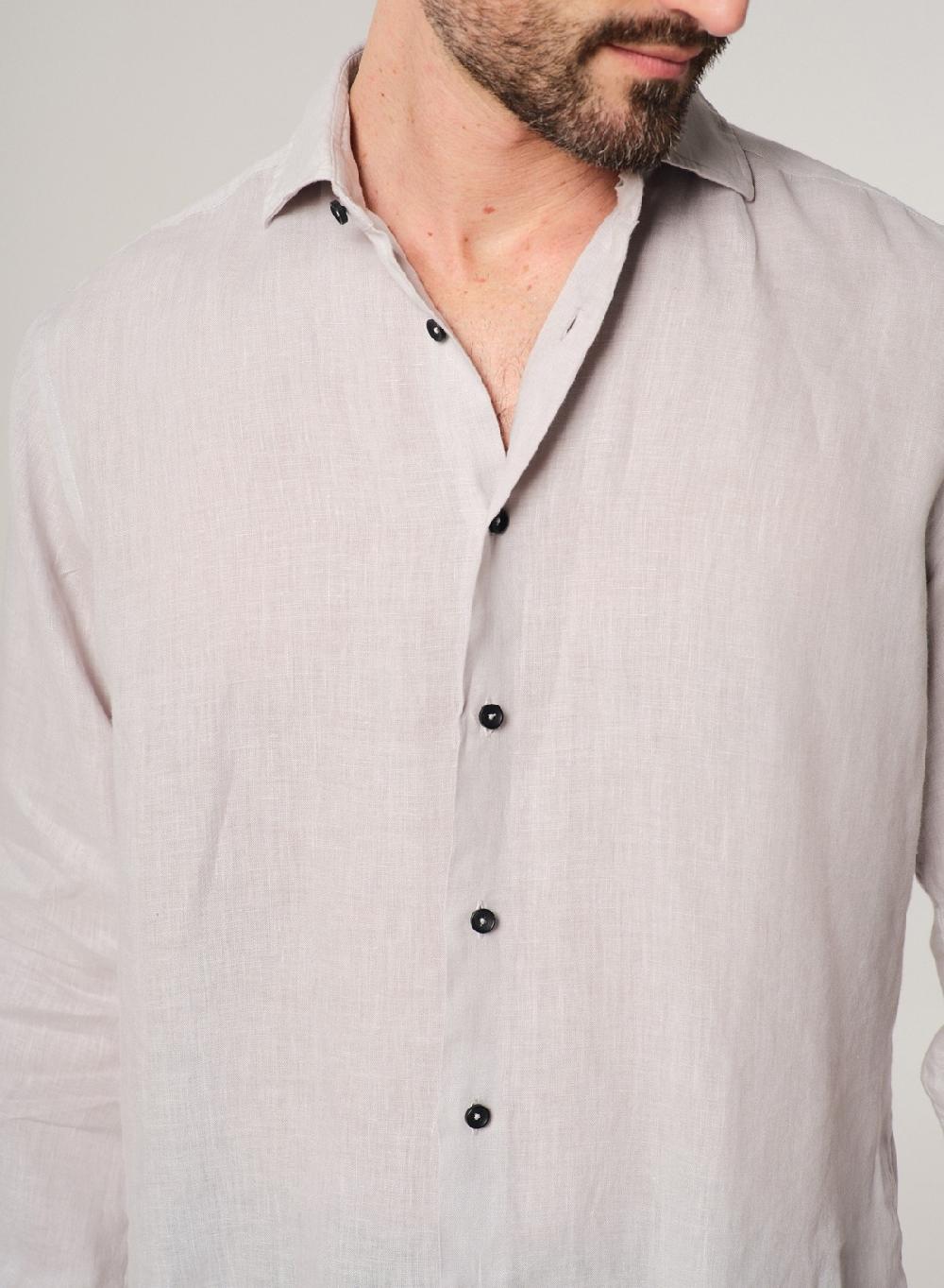 Etiqueta negra Camisa Lino Garment DYE Made in Italy Rebajas