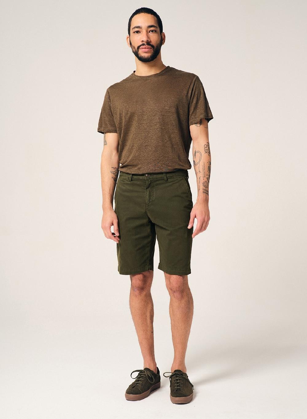 Etiqueta negra Bermuda gabardina garment dye Rebajas de fábrica