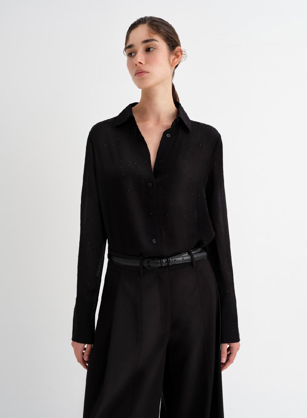 Etiqueta negra Camisa gasa brillos seda Último día