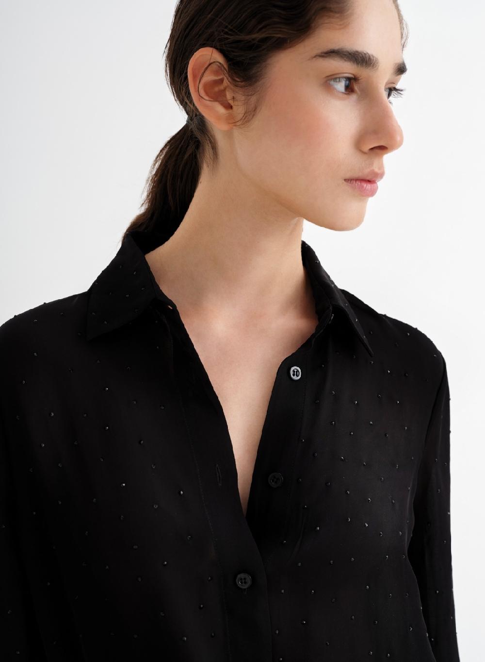 Etiqueta negra Camisa gasa brillos seda Último día