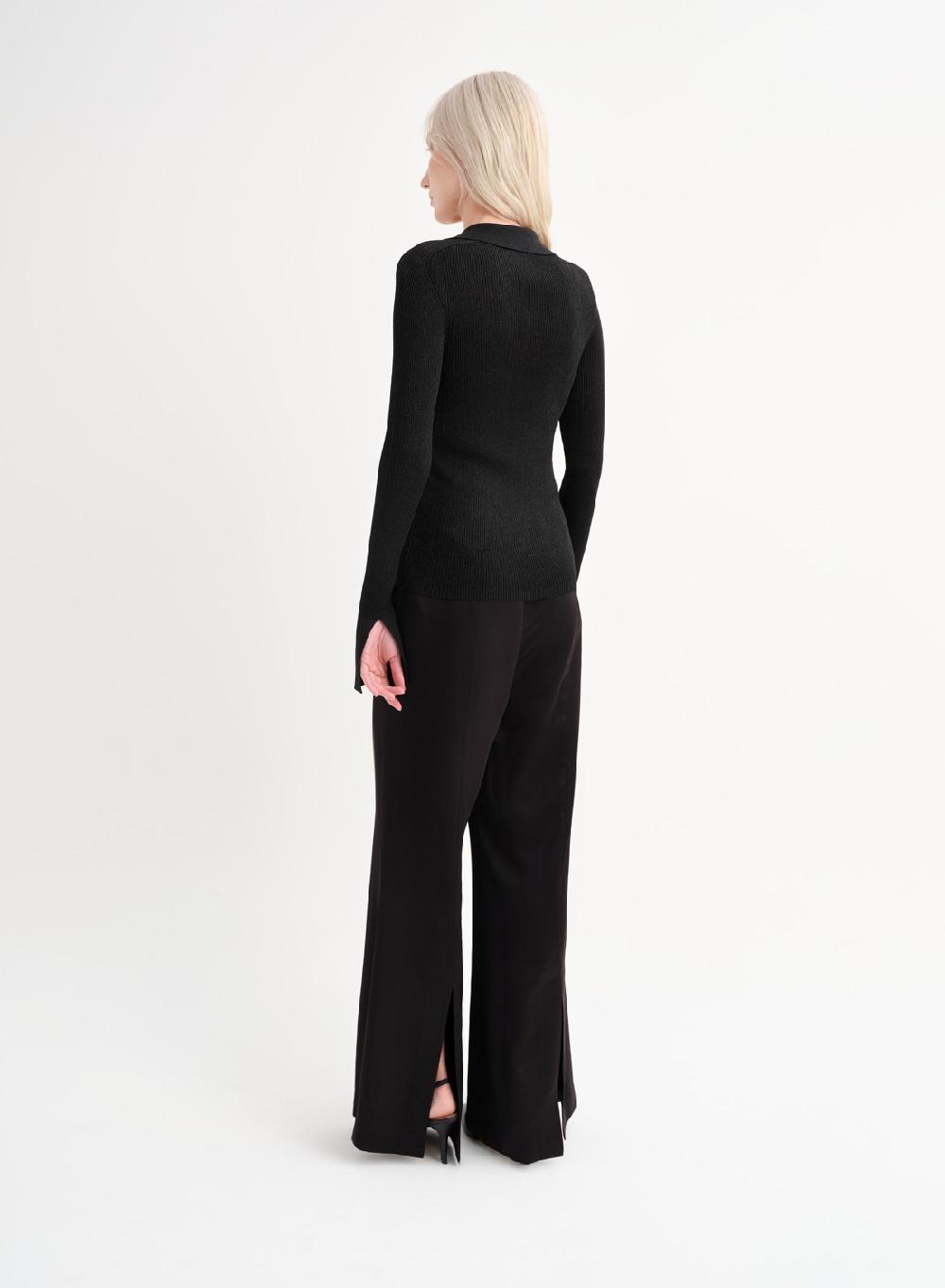 Etiqueta negra Camisa tejida lurex Promoción por tiempo limitado