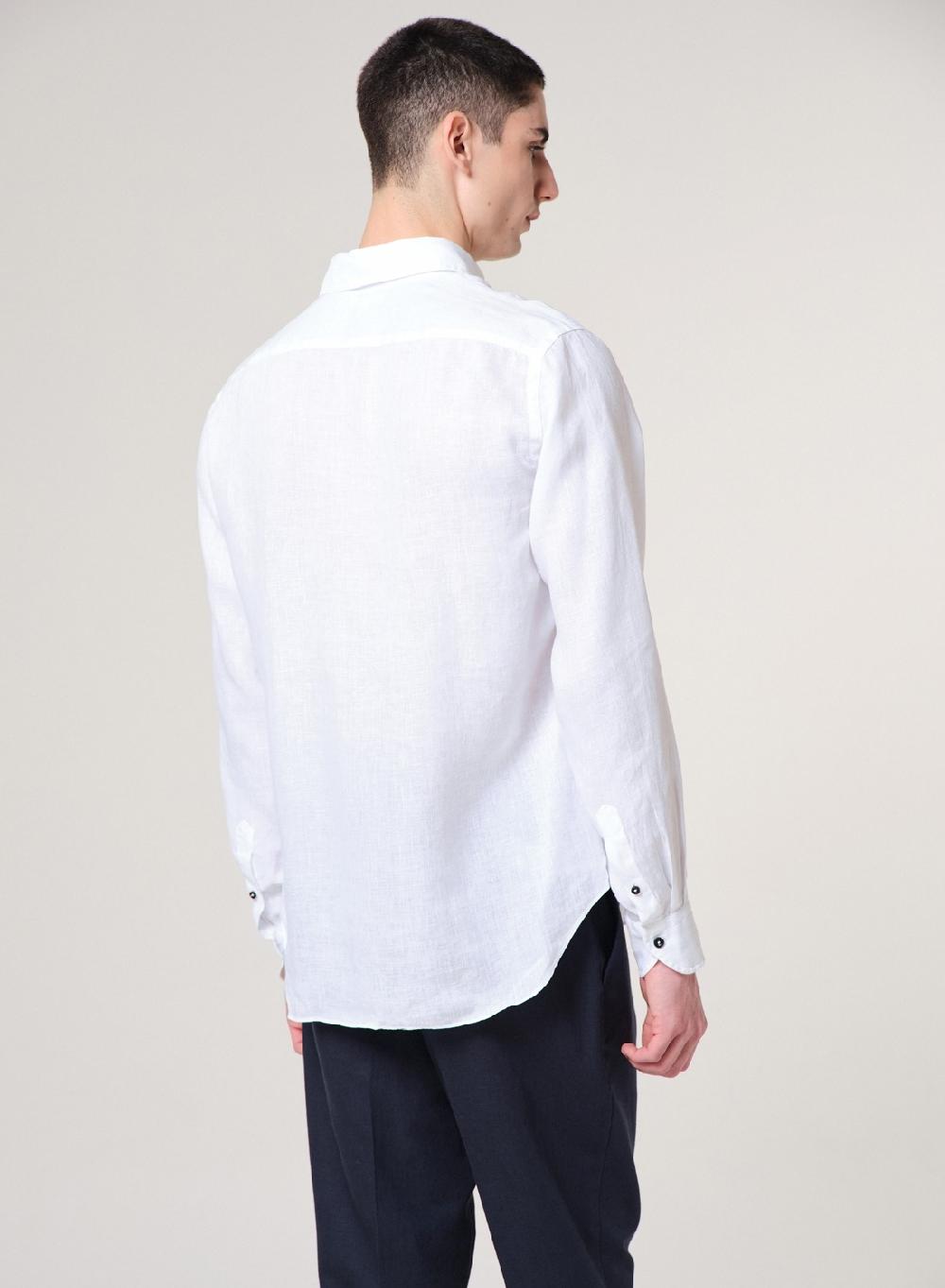 Etiqueta negra Camisa Lino Garment DYE Made in Italy En oferta