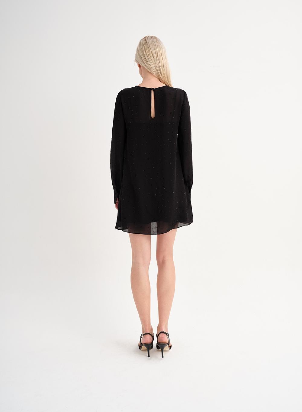 Etiqueta negra Vestido gasa brillos seda Precio de fábrica