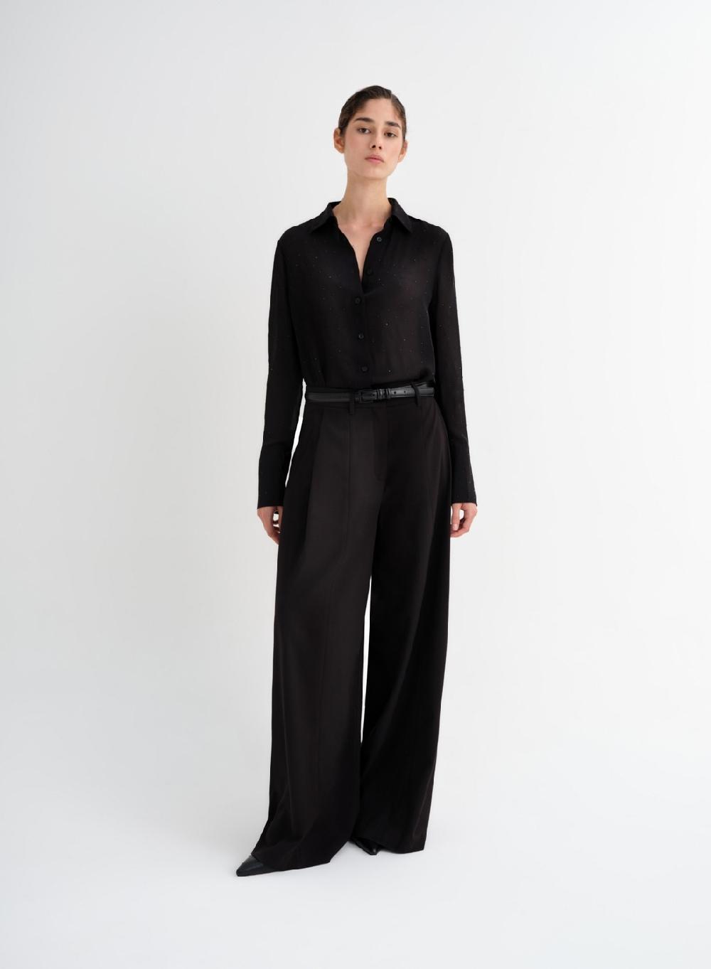 Etiqueta negra Camisa gasa brillos seda Liquidación