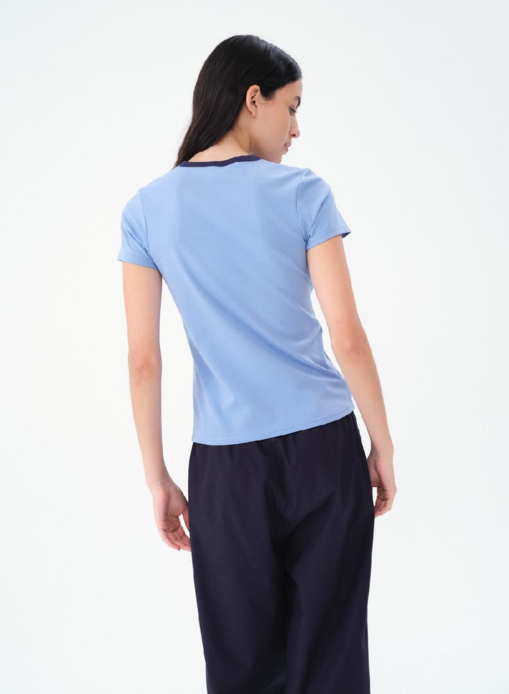 Etiqueta negra Remera rib combinada Envío internacional gratuito