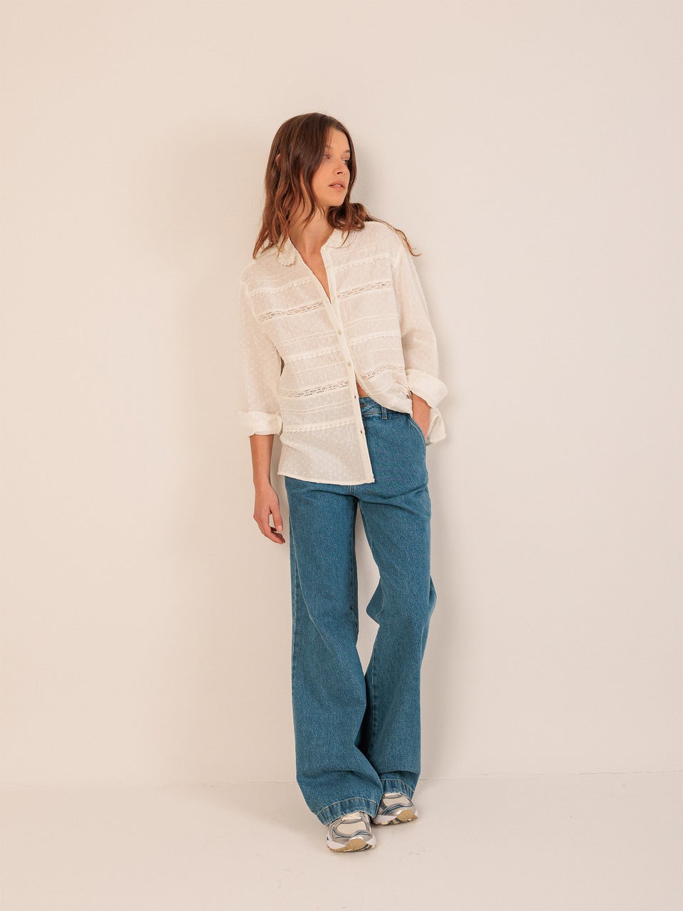 Indi & cold CAMISA DE PLUMETI Y PUNTILLA Liquidación
