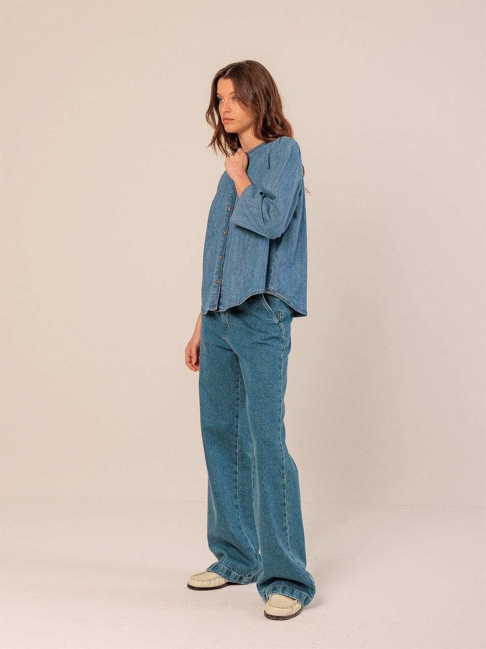Indi & cold CAMISA DENIM CUELLO MAO Rebajas top