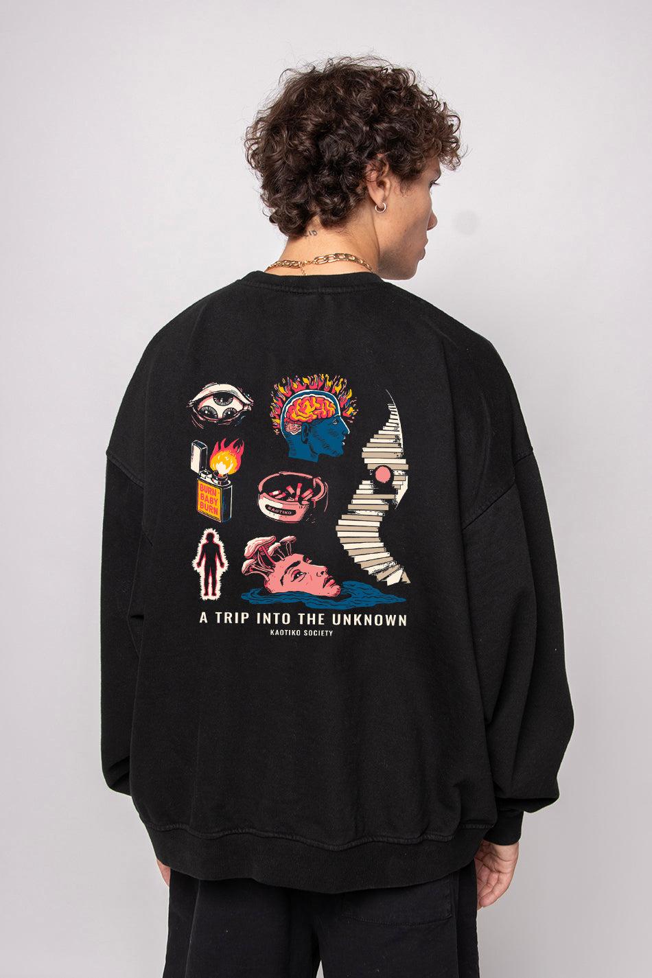 ﻿kaotiko Sudadera Washed Unknown Trip Black Promoción trimestral