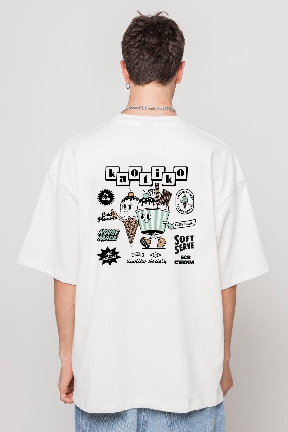 kaotiko Camiseta Washed Ice Cream White Grandes descuentos