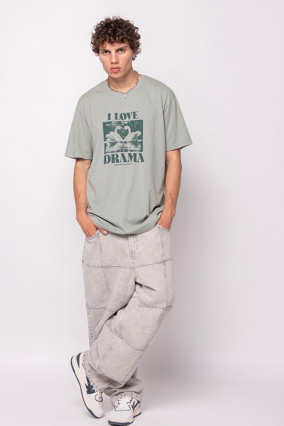 kaotiko Camiseta Washed Swans Green Libre de impuestos