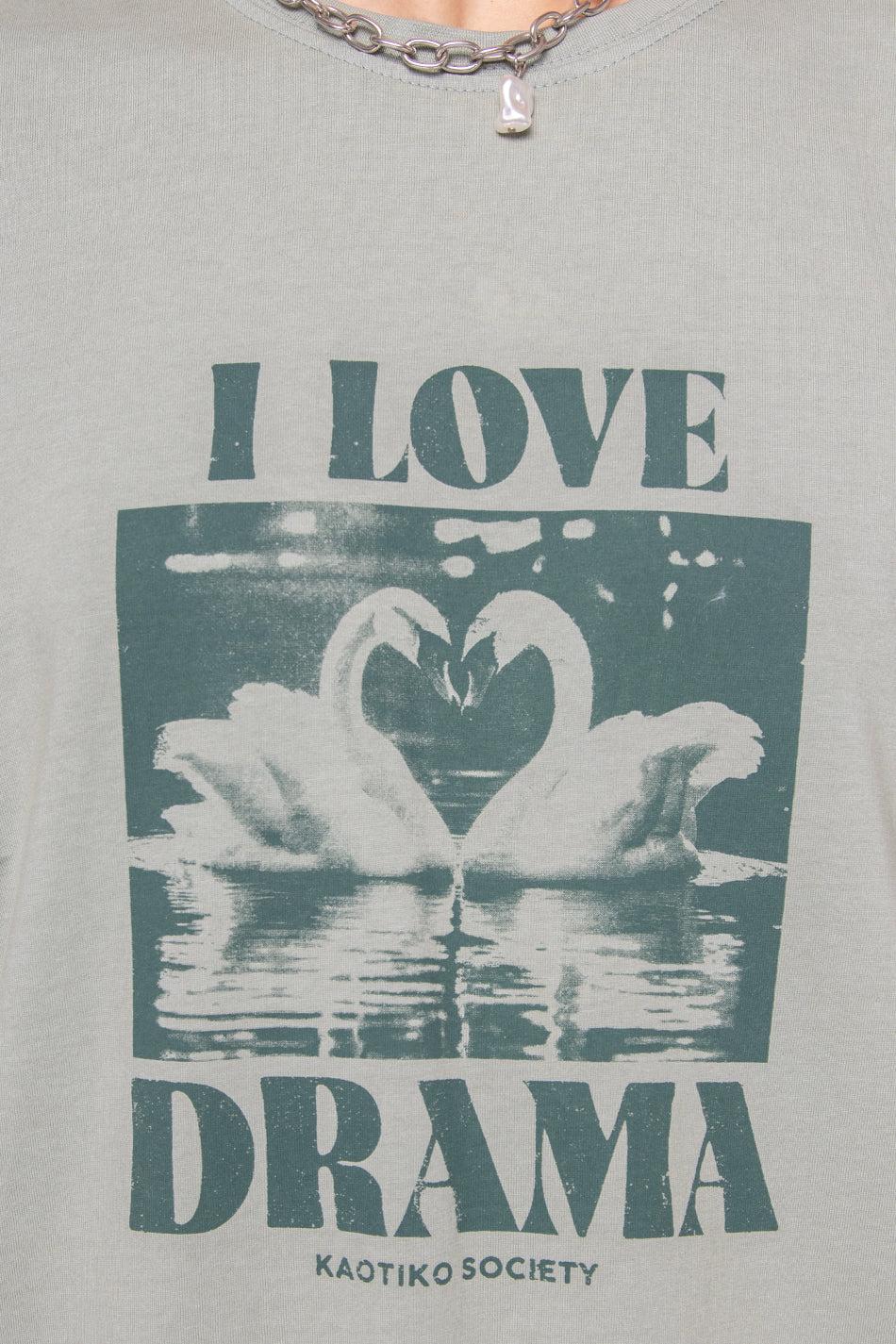 kaotiko Camiseta Washed Swans Green Libre de impuestos