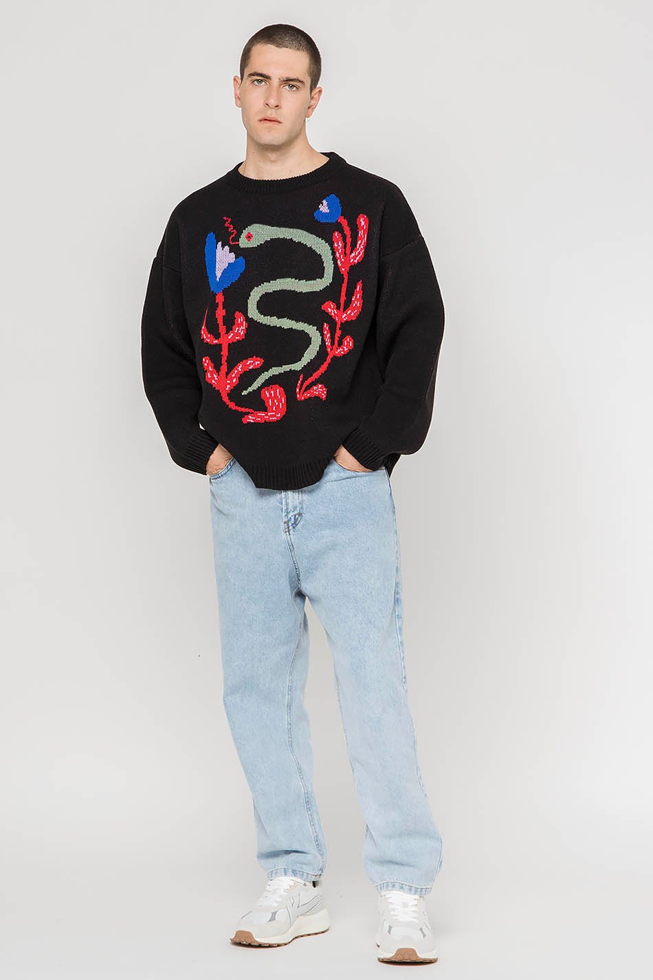 kaotiko Jersey Snake Flowers Black Rebajas de fin de temporada