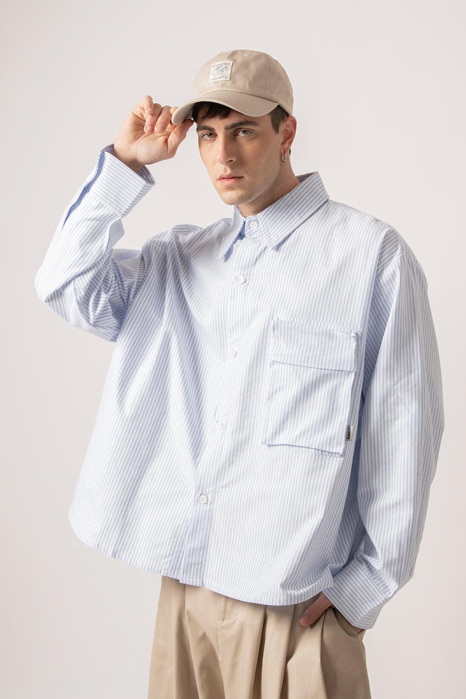 kaotiko Camisa Blue/White Striped Loui En línea