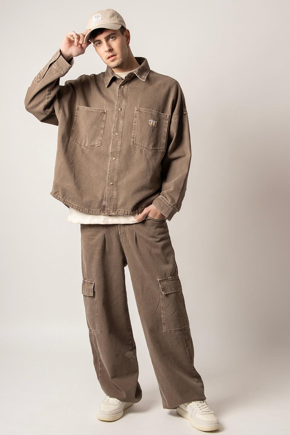 kaotiko Camisa Menkes Washed Brown Ventas relámpago