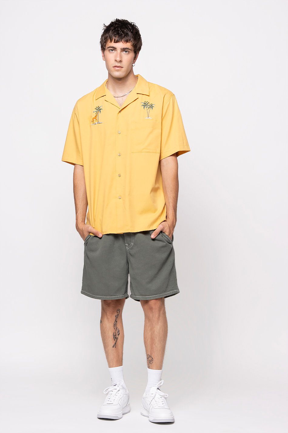 kaotiko Camisa Palm Safari Mostaza Rebajas online
