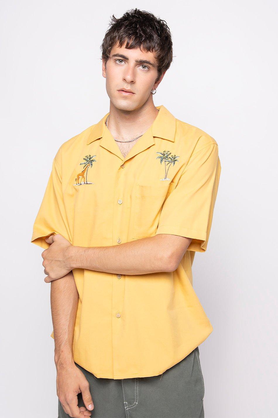 kaotiko Camisa Palm Safari Mostaza Rebajas online