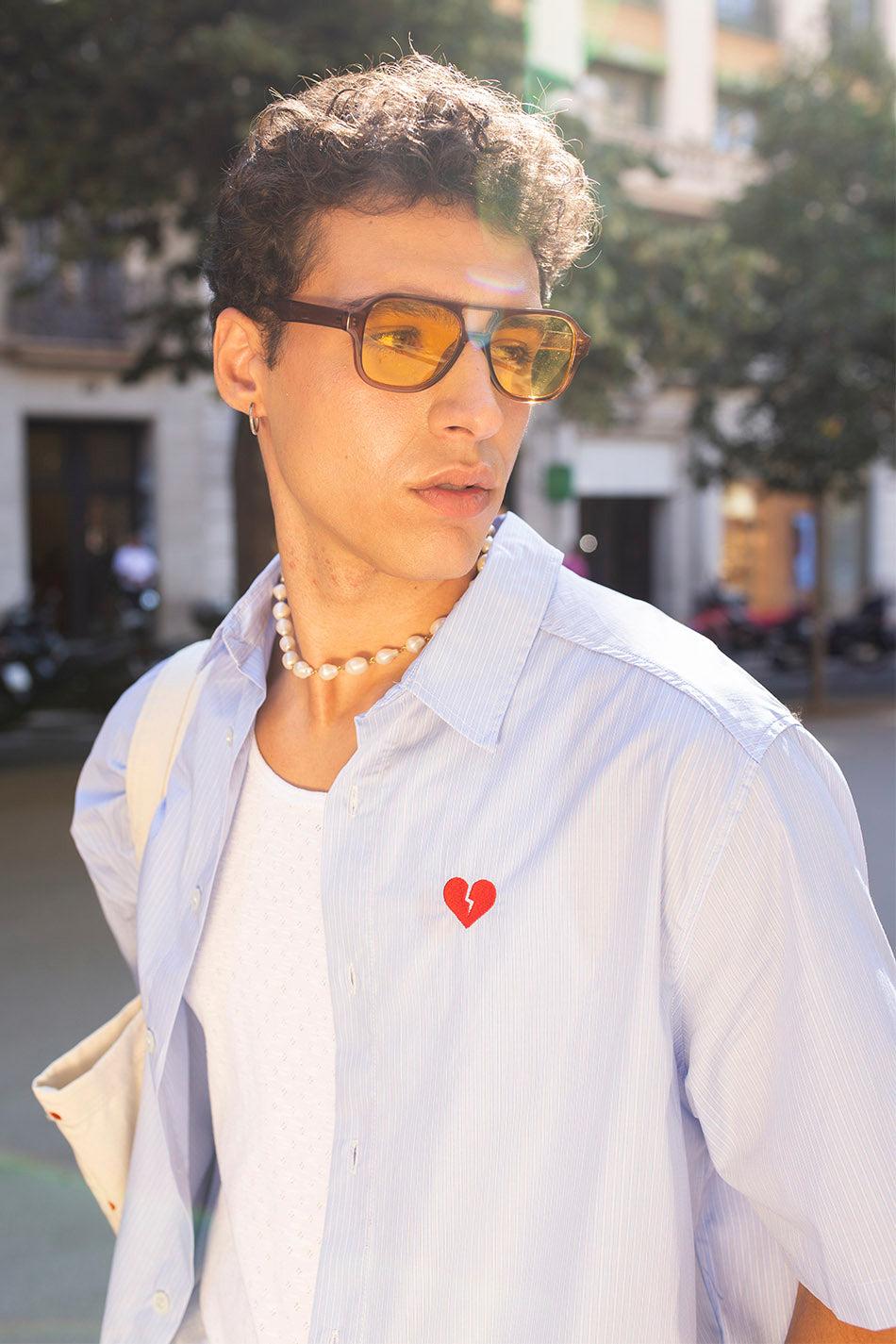 kaotiko Camisa Loui Heart Blue/ White Stripes Promoción trimestral
