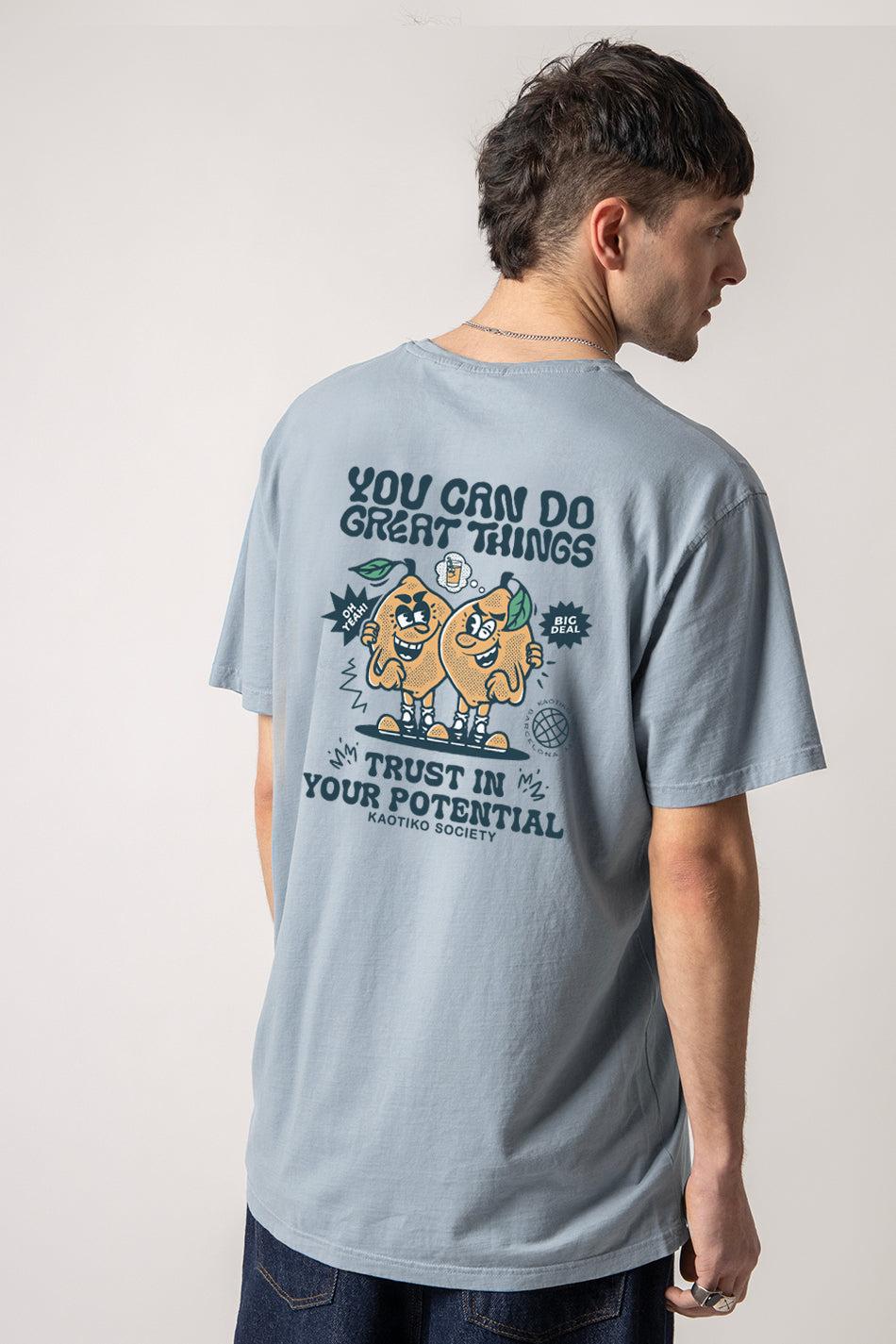 kaotiko Camiseta Washed You Can Do Great Things Steel En oferta