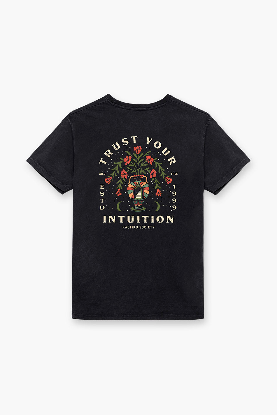 kaotiko Camiseta Washed Trust Your Intuition Black Rebajas de fábrica