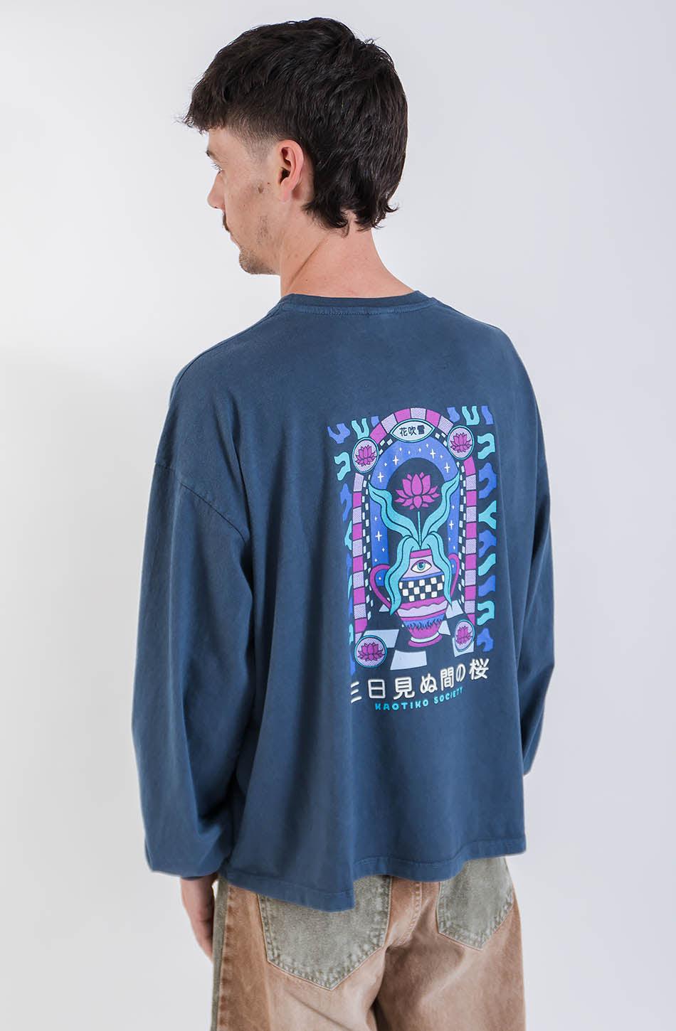 kaotiko Camiseta Washed Lotus Door Navy Tienda