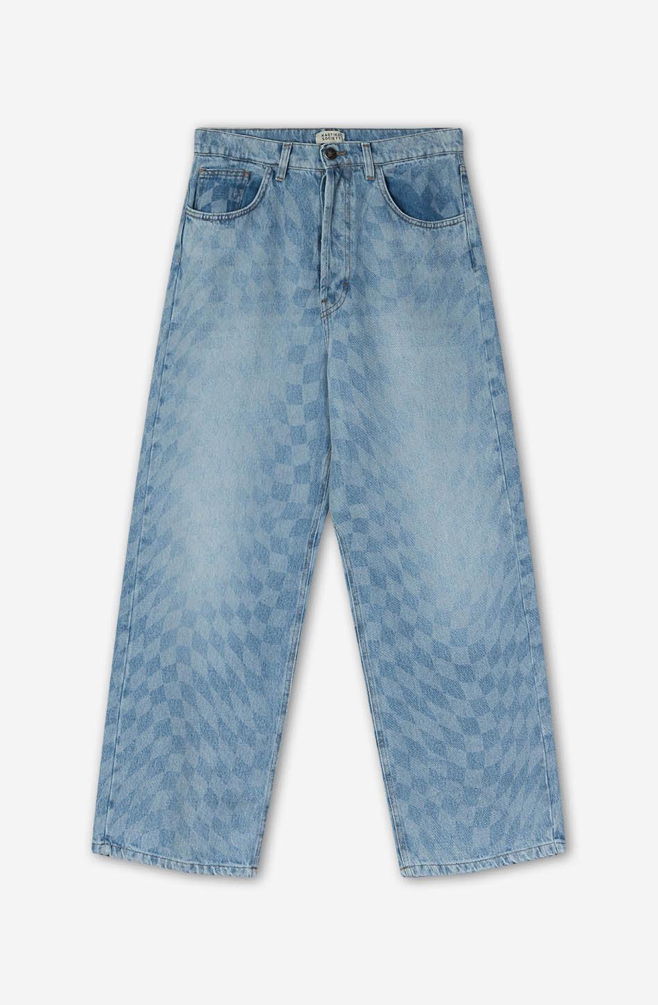 kaotiko Pantalón Loose Laser Check Denim Último día