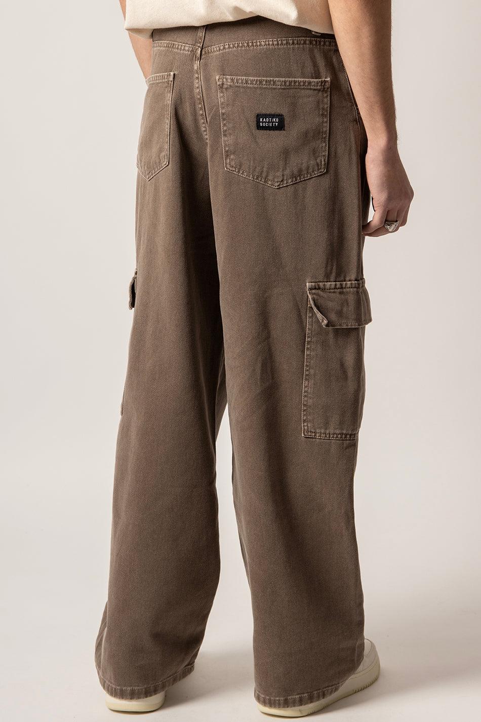 kaotiko Pantalón Cargo Loose Washed Brown Última moda