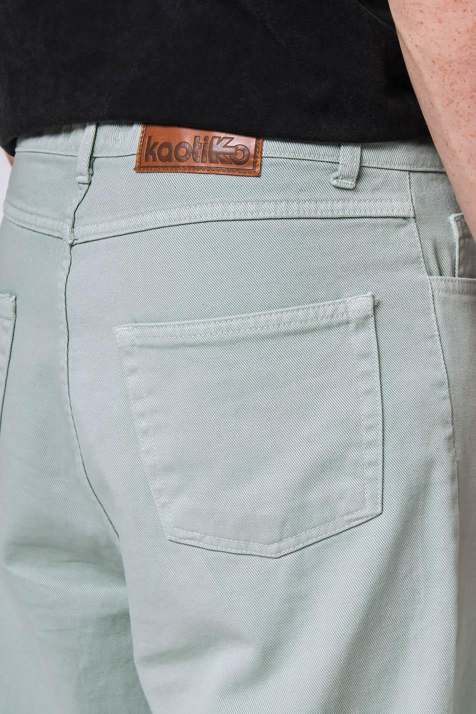 kaotiko Pantalón Regular Cropped Denim Green Descuento por venta flash