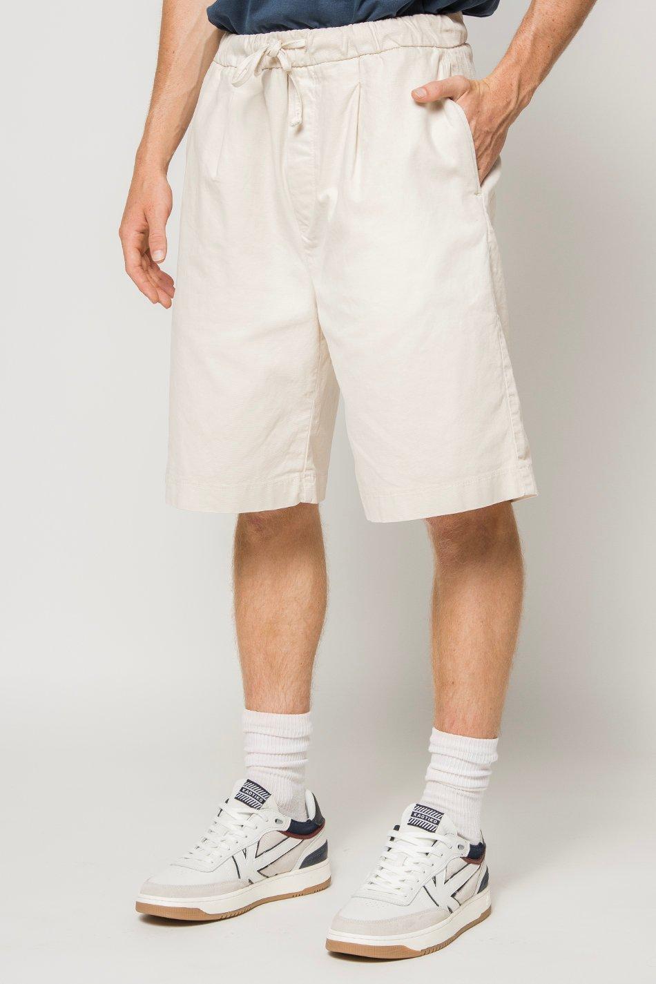 kaotiko Bermuda Relaxed Canvas Pinzas Ivory Outlet online