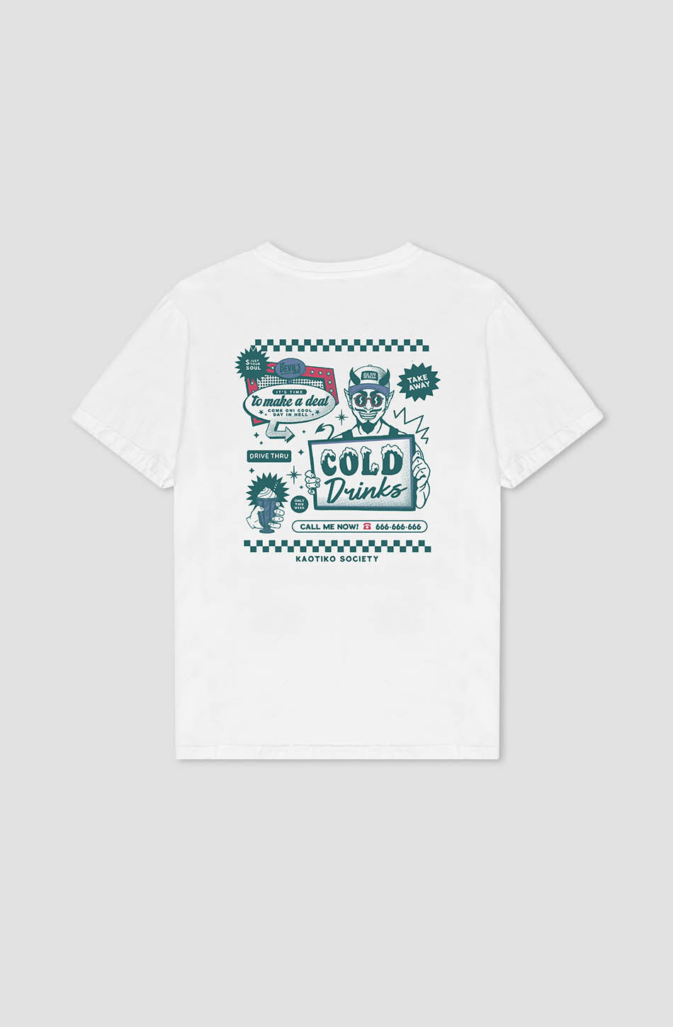 kaotiko Camiseta Washed Cold Drinks White En línea